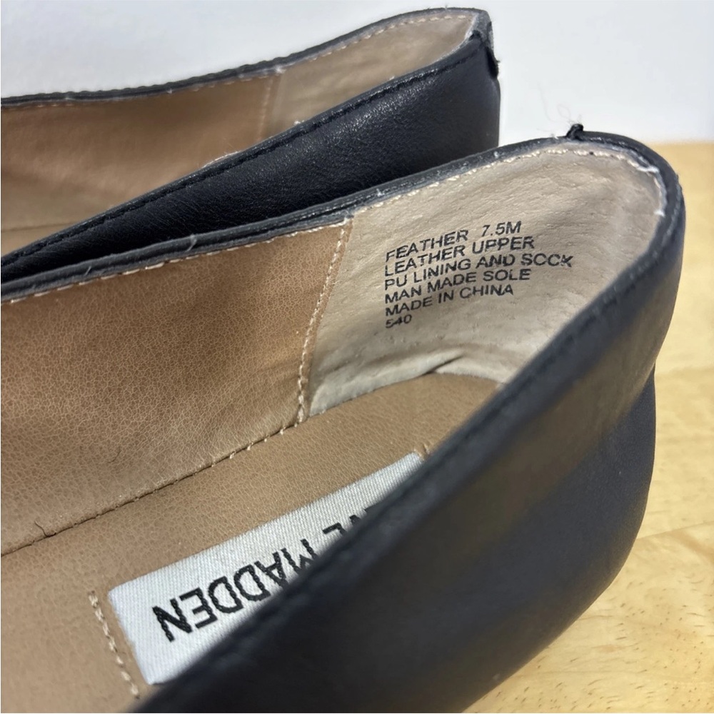 Steve Madden Women's Size 7.5 Leather Black Loafer Flats - Picture 5 of 9
